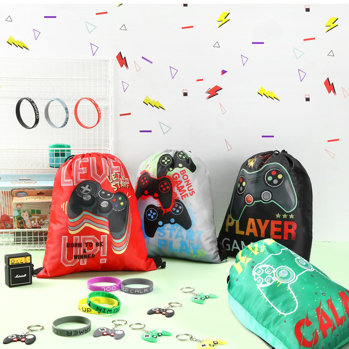 Hungdao game controller keychains in soft rubber, easy to attach to bags.