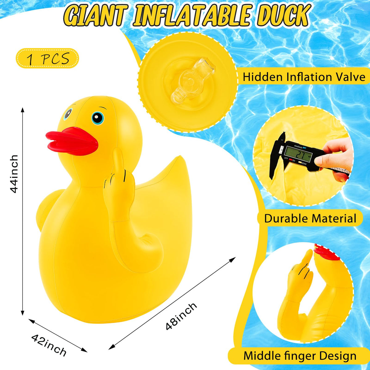 Hungdao giant inflatable duck side view, adds playful float to summer day