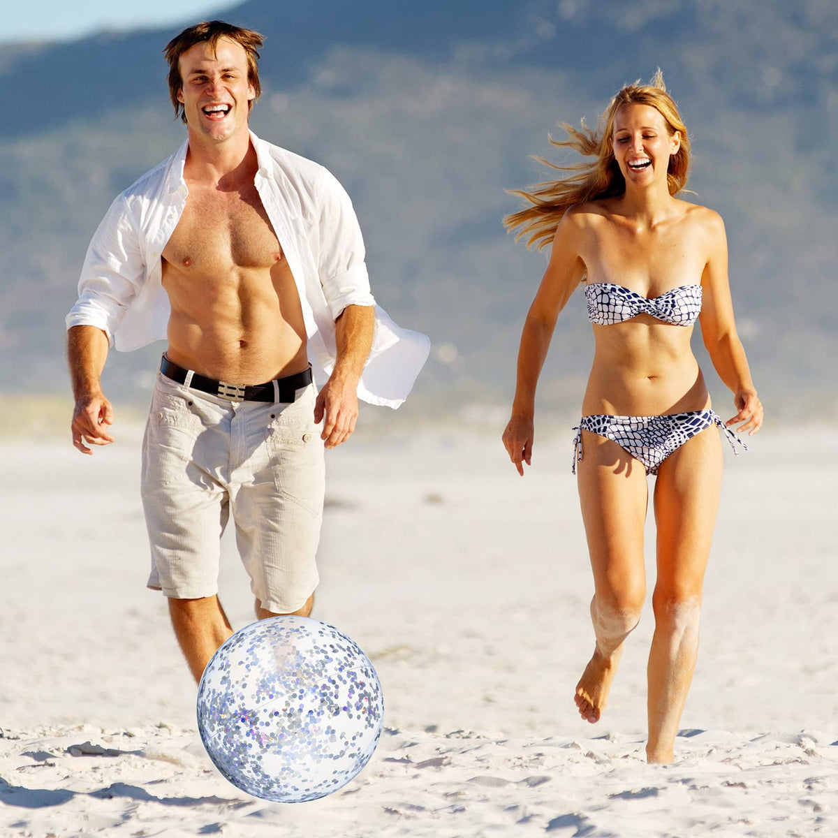 Hungdao glitter beach ball silver adds sparkle for outdoor play