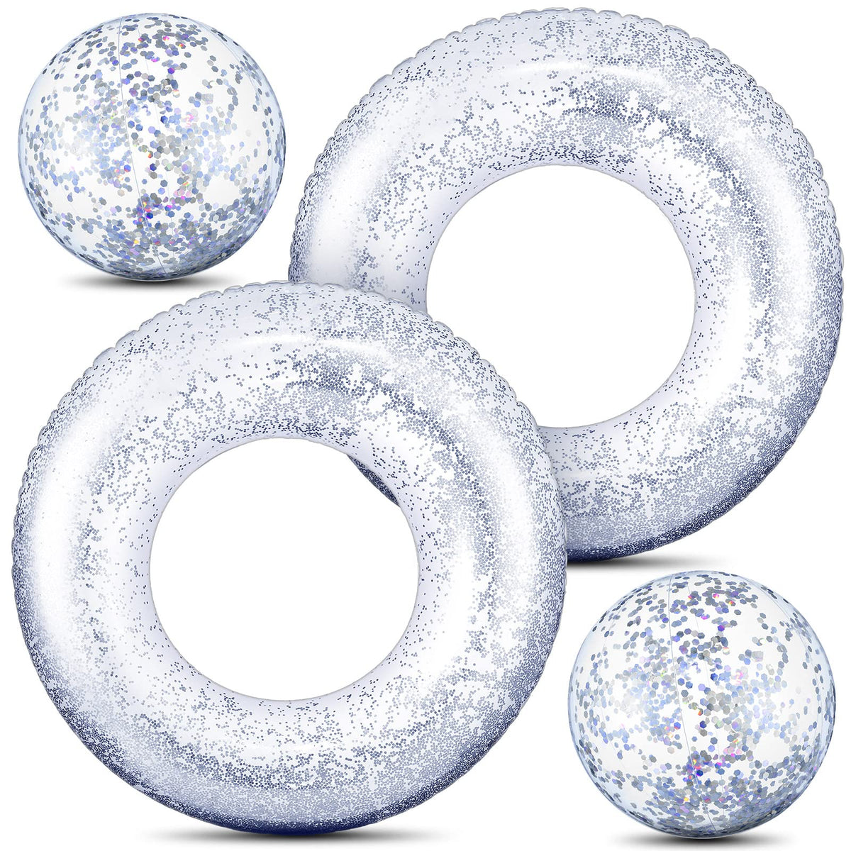 Hungdao glitter pool tube in silver sparkling at pool parties and sunny days