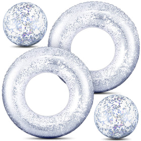 Hungdao glitter pool tube in silver sparkling at pool parties and sunny days
