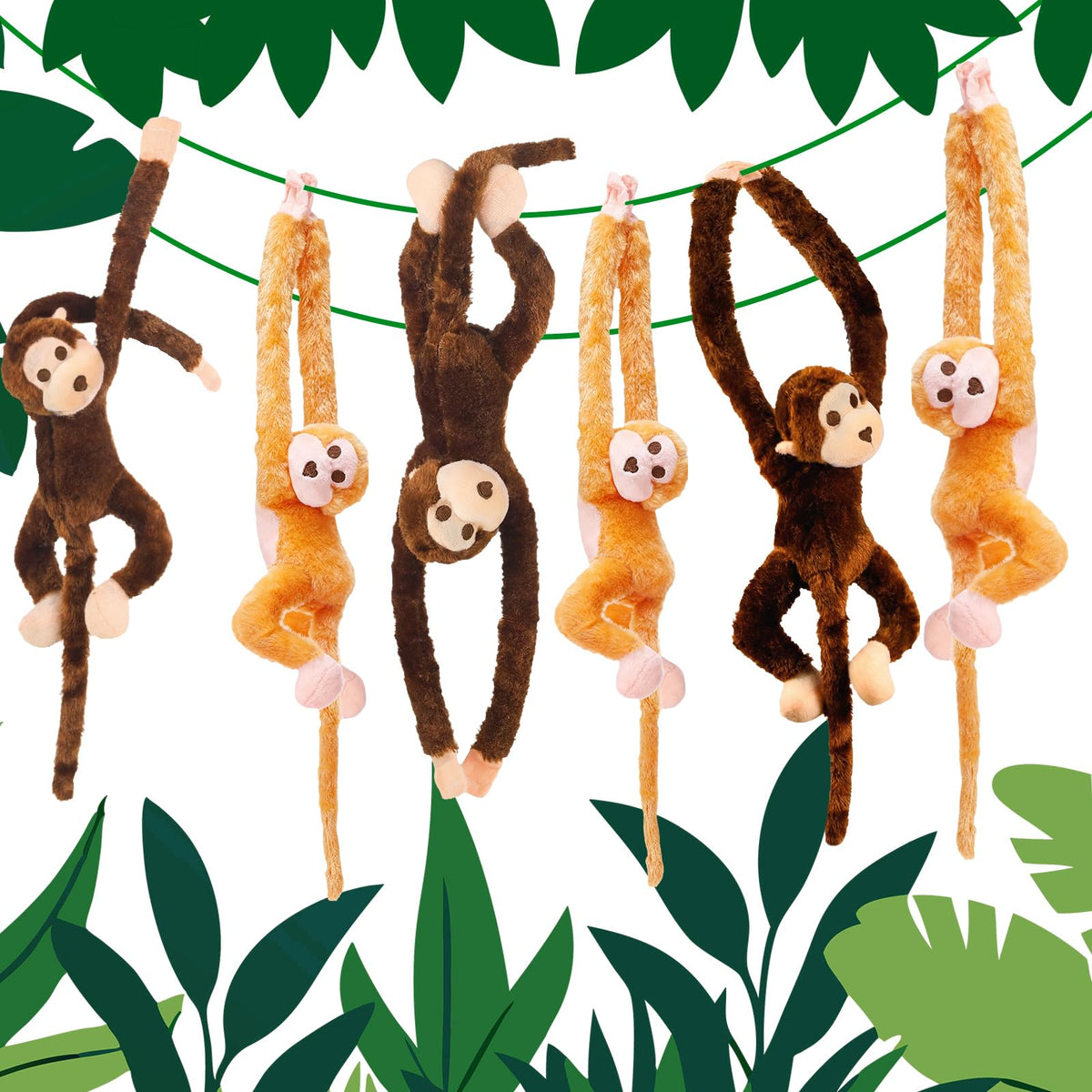 Hungdao hanging monkey toy in dark brown and yellow, 60 cm, ideal ceiling decor.