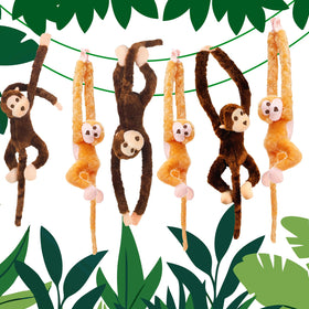 Hungdao hanging monkey toy in dark brown and yellow, 60 cm, ideal ceiling decor.