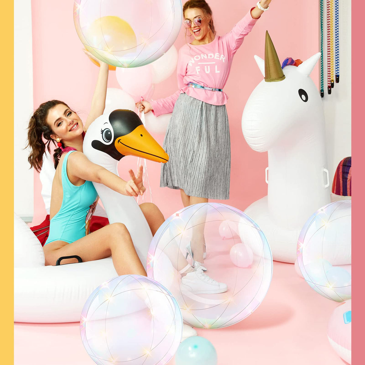 Hungdao inflatable clear beach ball closeup showing durable PVC construction