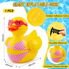 Hungdao inflatable duck lounging in pool for relaxed, sunny day lounging.