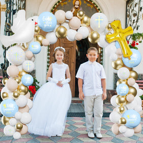 Hungdao latex balloons collection in white, sand white, and gold