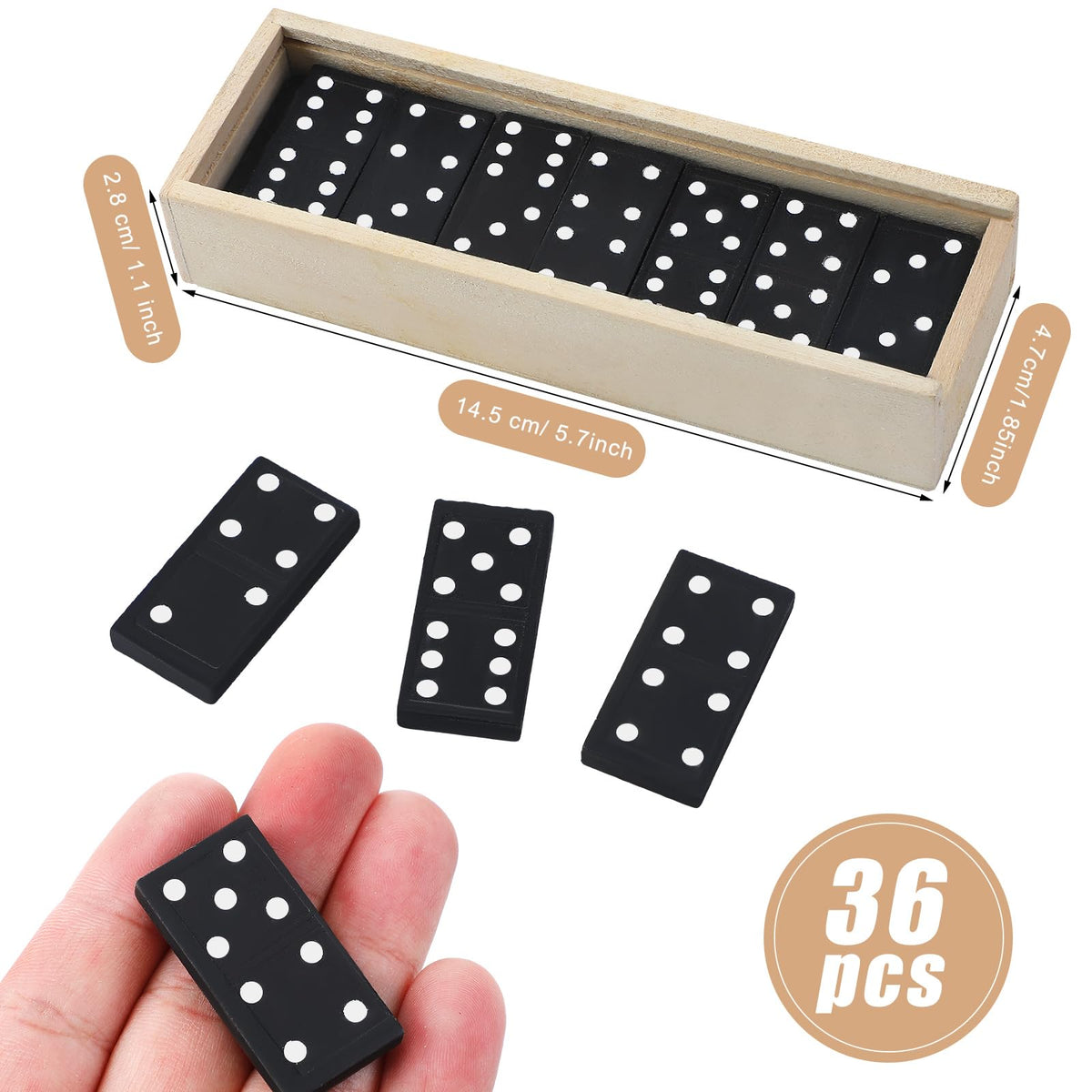 Hungdao mini dominoes close-up of tiles with smooth edges for safe play.