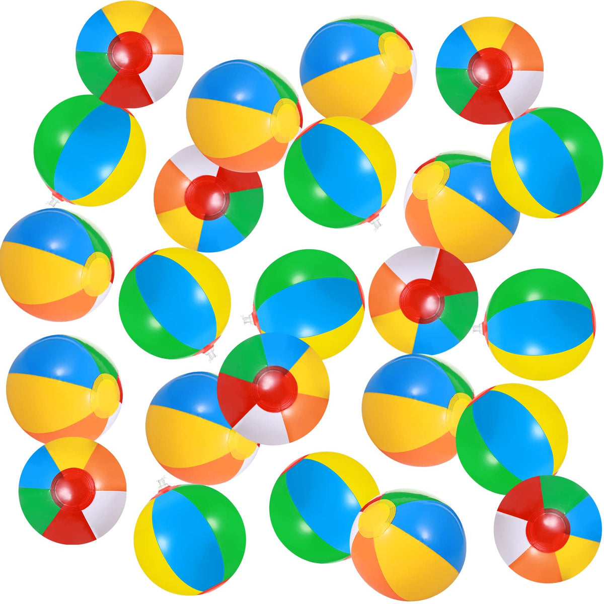 Hungdao mini rainbow beach balls with hooks for simple hanging setups.