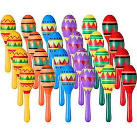 Hungdao mini wooden maracas in assorted designs for festive play and party decor.