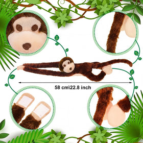 Hungdao monkey toy with hook-loop hands for easy hanging on walls.