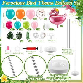 Hungdao flamingo balloons and stainless steel tubes create a vibrant beach wedding backdrop.