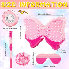 Hungdao Pink Bow Pinata side view, showcasing bright colors and bow detail