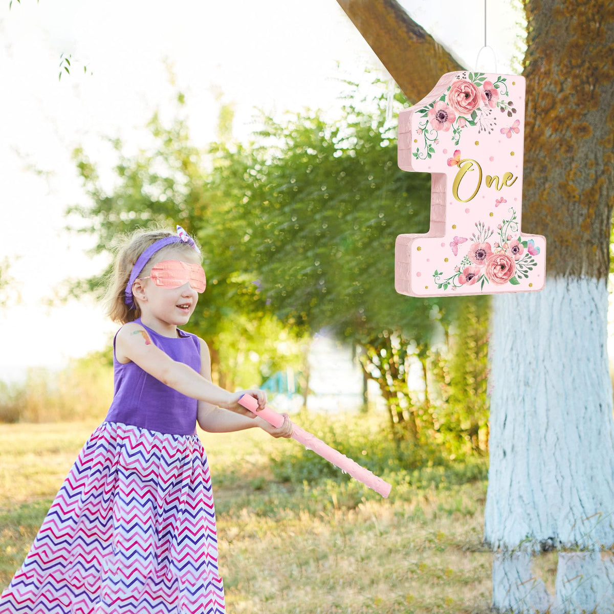 Hungdao pink floral piñata set for baby showers and kids’ parties.