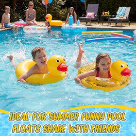 Durable PVC material Hungdao duck float resists tearing for summer adventures.