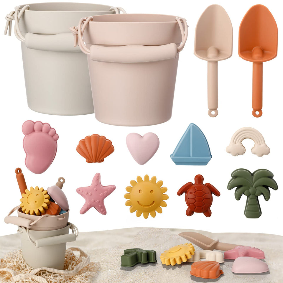 Hungdao silicone beach buckets duo for easy sand play and quick storage
