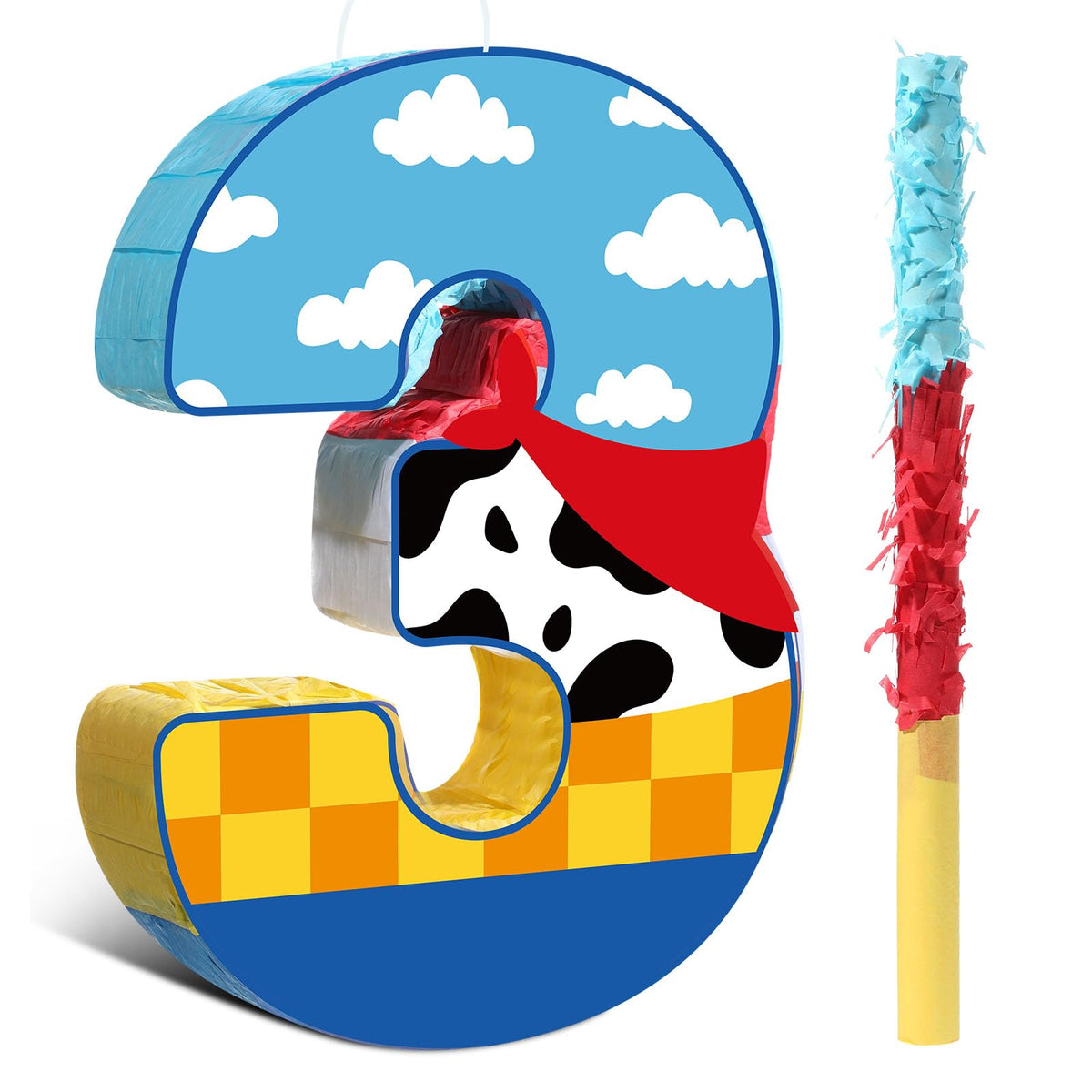 Hungdao toy-inspired birthday pinata with cowboy design for interactive party fun.