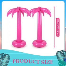 Hungdao two-pack pink inflatable palm trees used as a luau or pool party backdrop.
