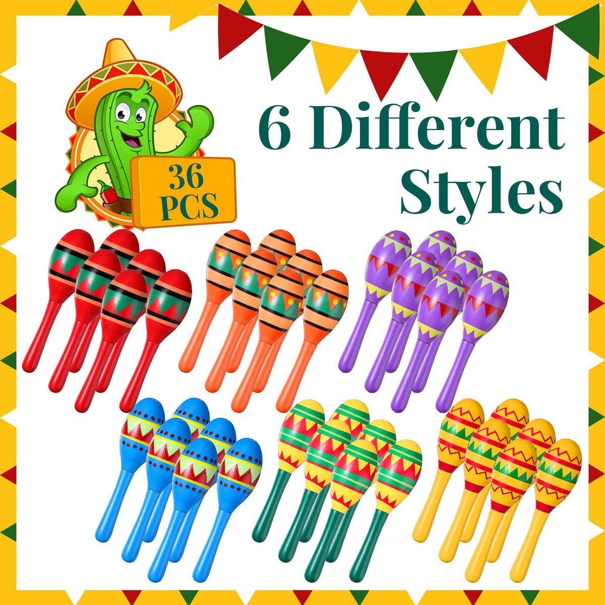 Hungdao wood maracas bulk pack 36 pcs image emphasizing durable, classroom-ready percussion.