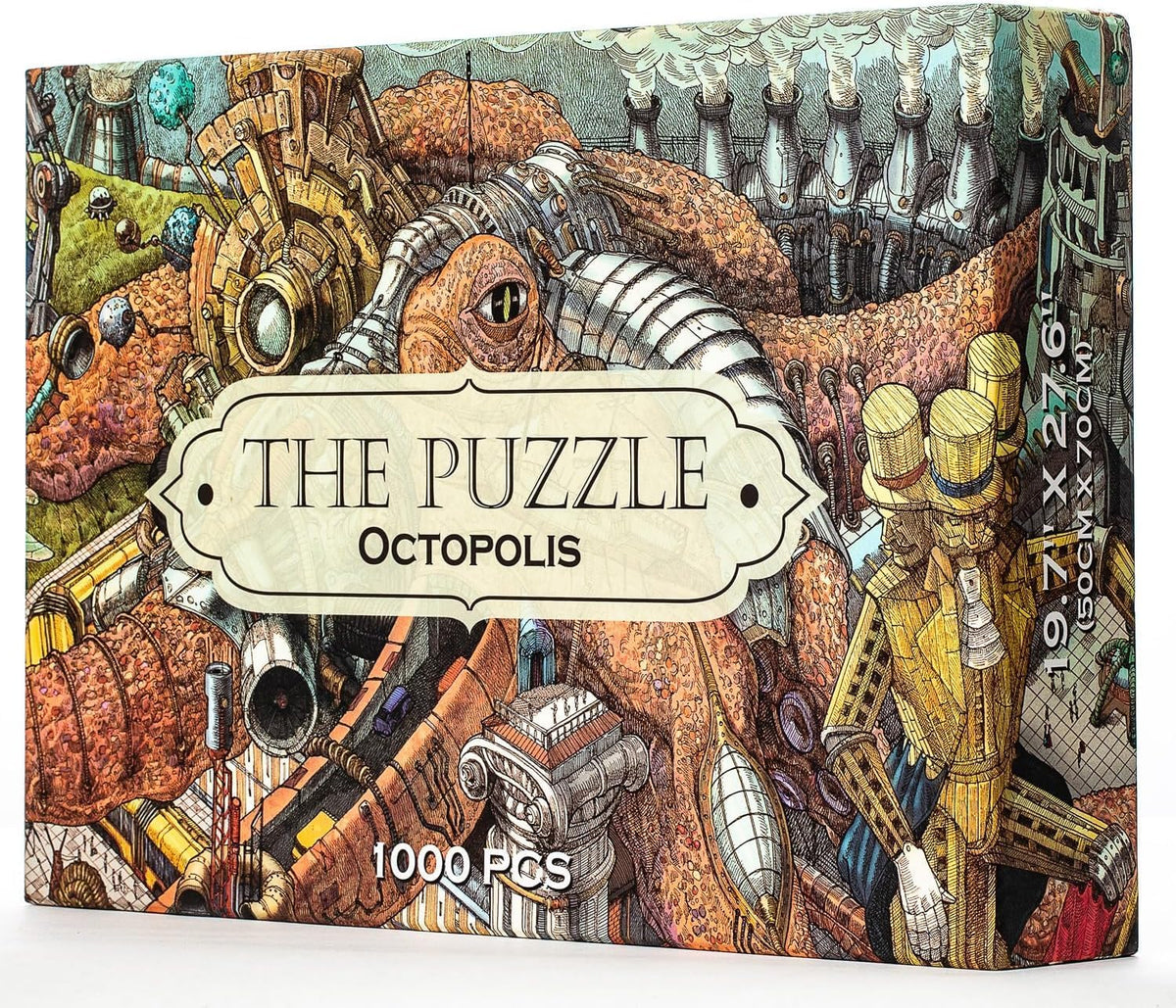 Hungry Minds Octopolis puzzle spread shows intricate octopus scene for immersive focus