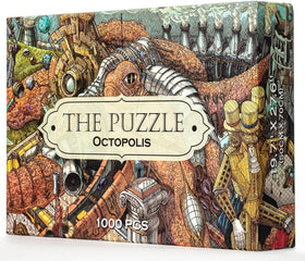 Hungry Minds Octopolis puzzle spread shows intricate octopus scene for immersive focus