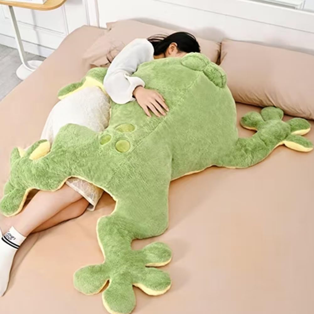 Huniupore large frog plush face close-up for comforting hugs