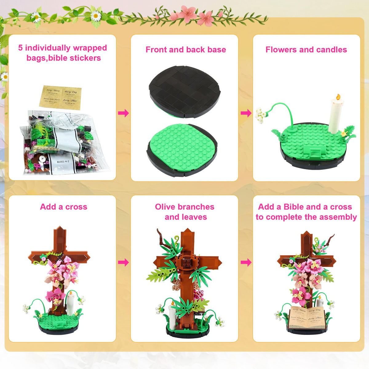 HUNKING Jesus Cross Flower candles highlight a warm focal point.