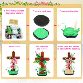 HUNKING Jesus Cross Flower candles highlight a warm focal point.