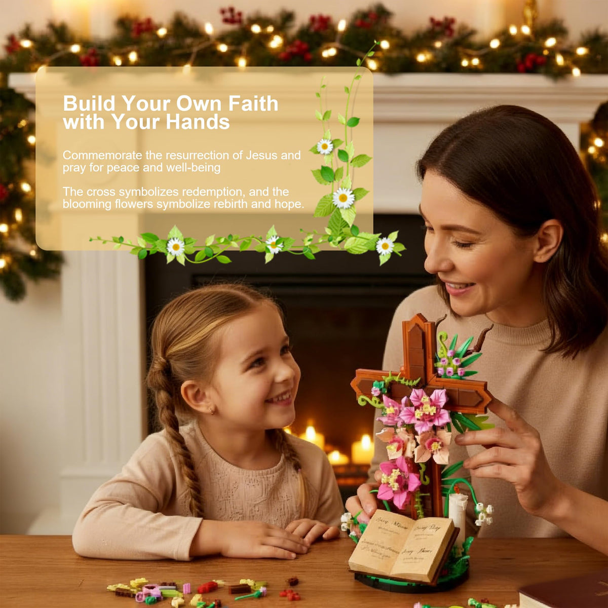 HUNKING Jesus Cross Flower Easter decoration evokes seasonal spiritual charm.