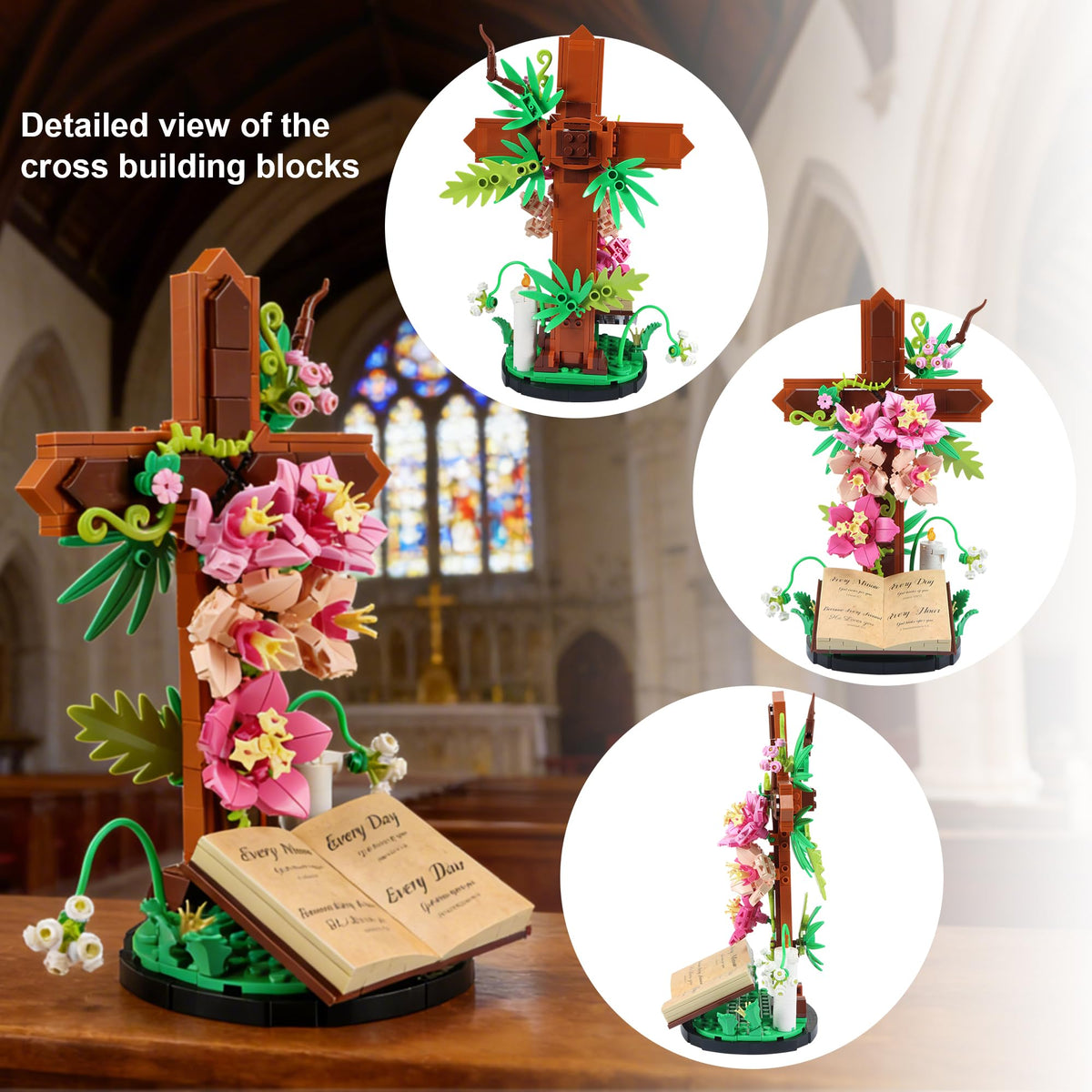 HUNKING Jesus Cross Flower vines add natural elegance to shelves.