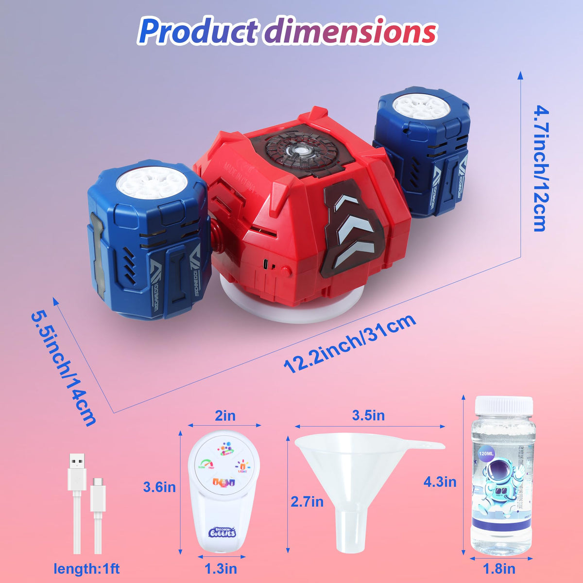 HUNKING RC Bubble Machine all-in-one pack includes remote and solution.