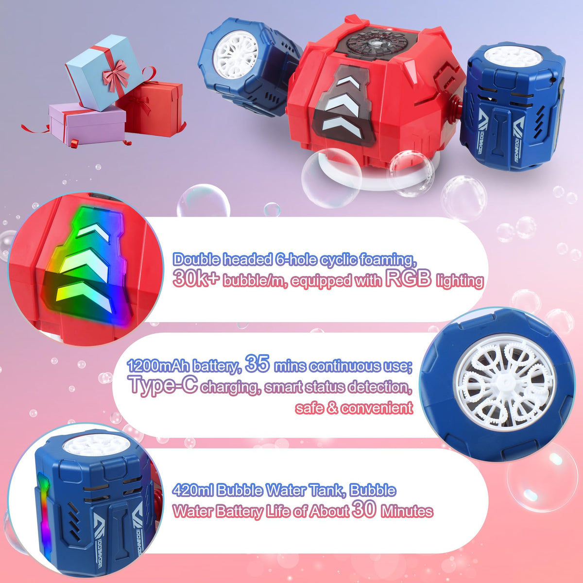 HUNKING RC Bubble Machine suitable for indoor and outdoor use.