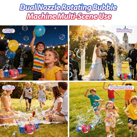 HUNKING RC Bubble Machine LED RGB lights for vibrant party ambiance.