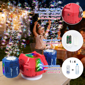 HUNKING RC Bubble Machine rechargeable battery enables cordless operation.