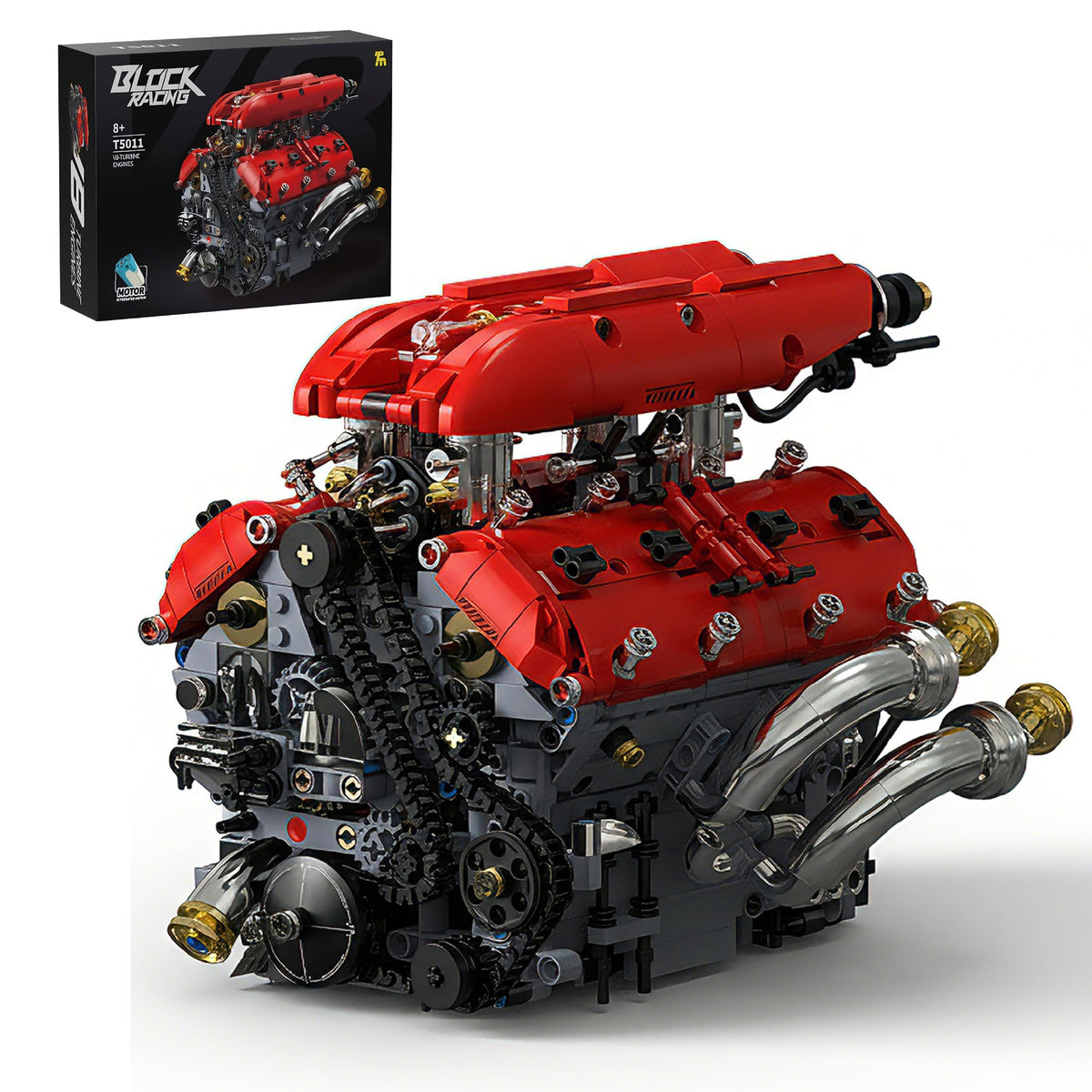 HUNKING V8 engine model kit assembly view for hands on learning