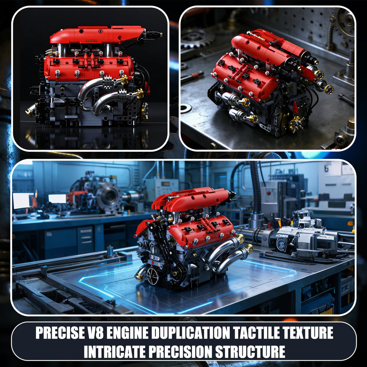 HUNKING V8 engine model kit desk display suitable for study or gifting