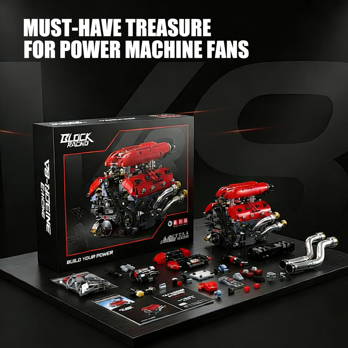 HUNKING V8 engine model kit gift ready packaging for enthusiasts
