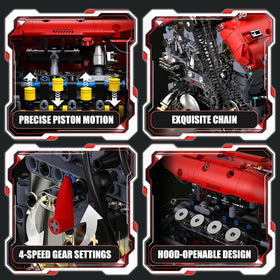 HUNKING V8 engine model kit power transmission close up learning guide