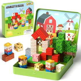 Hunloot farm animals magnetic tiles for creative farm scenes and hands-on learning.