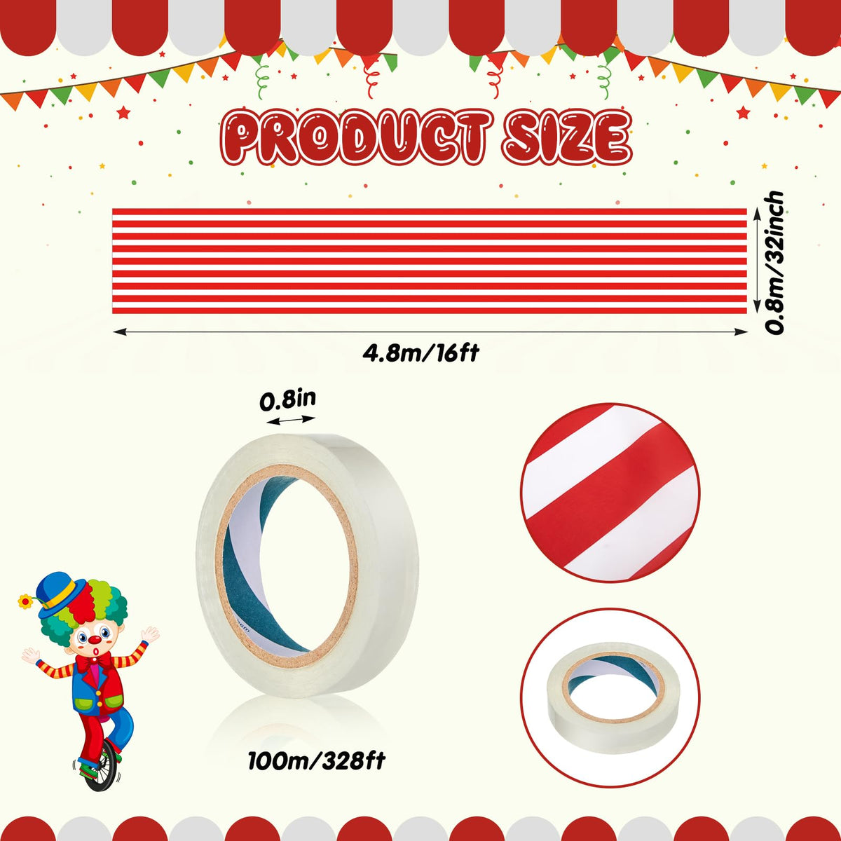 HunnmingRe circus banner included tape roll for quick hanging