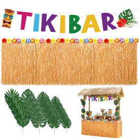 HunnmingRe tiki bar banner adds tropical charm to any Hawaii-themed party backdrop.