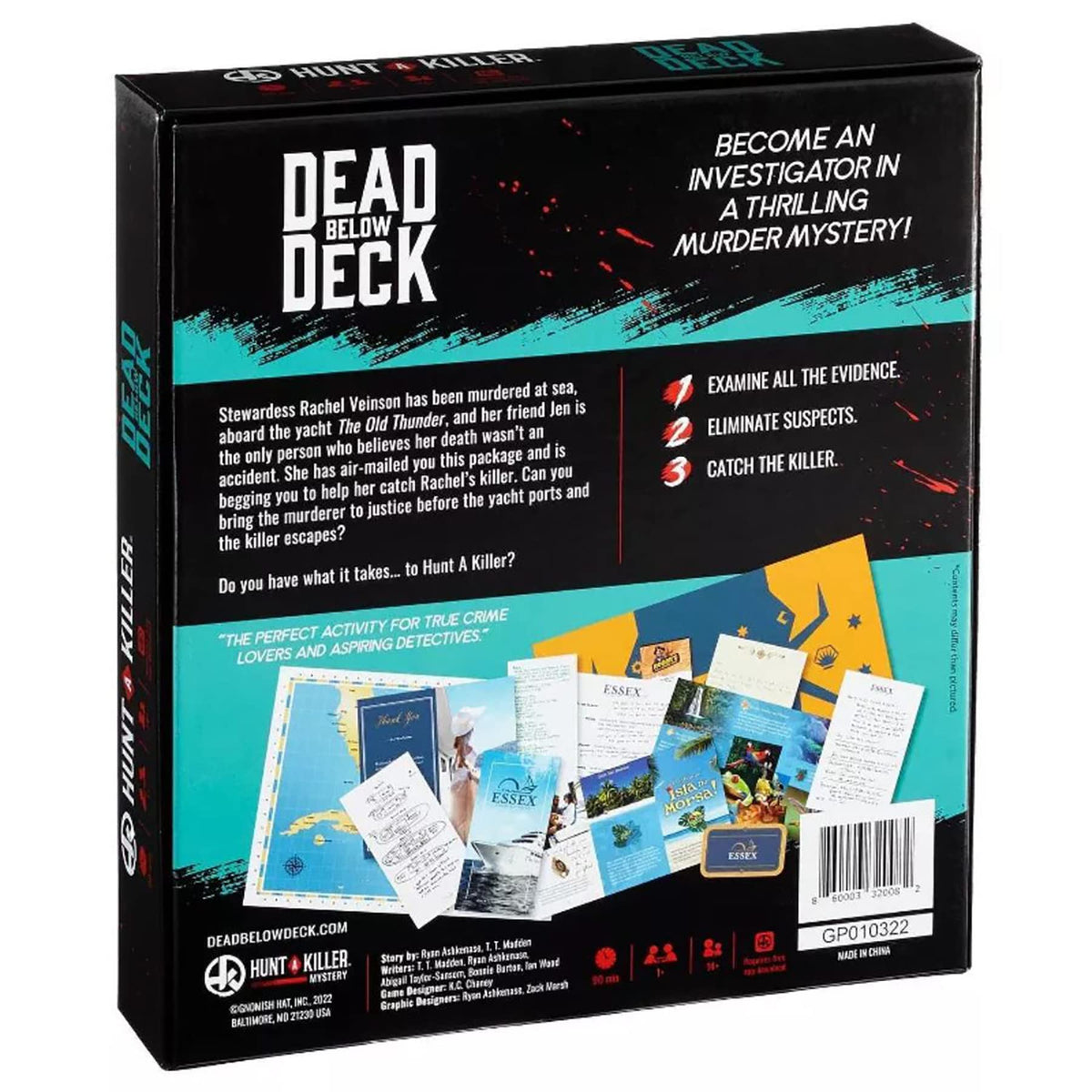 Hunt A Killer Dead Below Deck suspects sheet—distinct backstories to sharpen deductions.