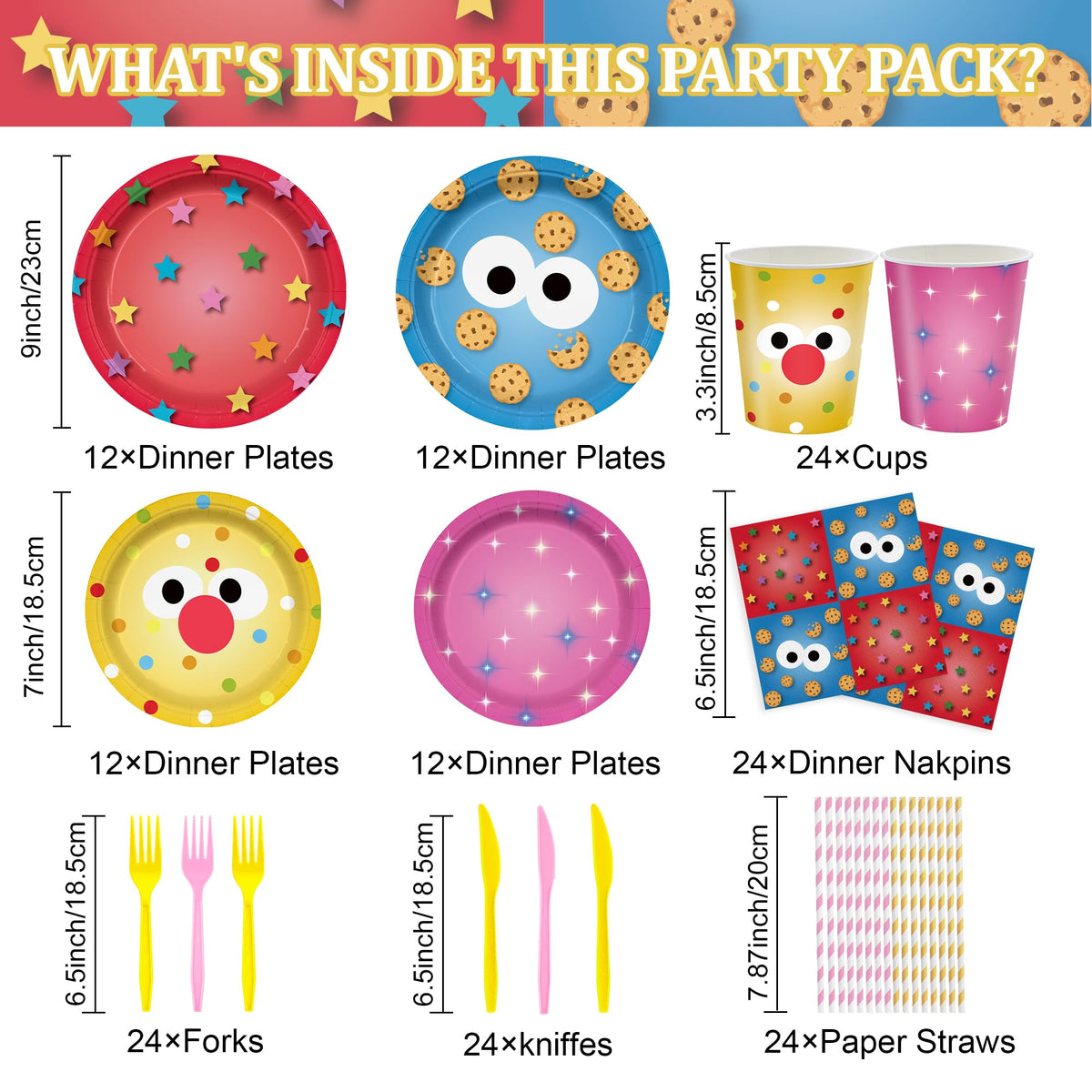 Huorege cookie party 7-inch dessert plates add playful charm to dessert tables