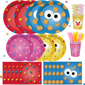 Huorege cookie party 9-inch dinner plates for a colorful birthday tablescape