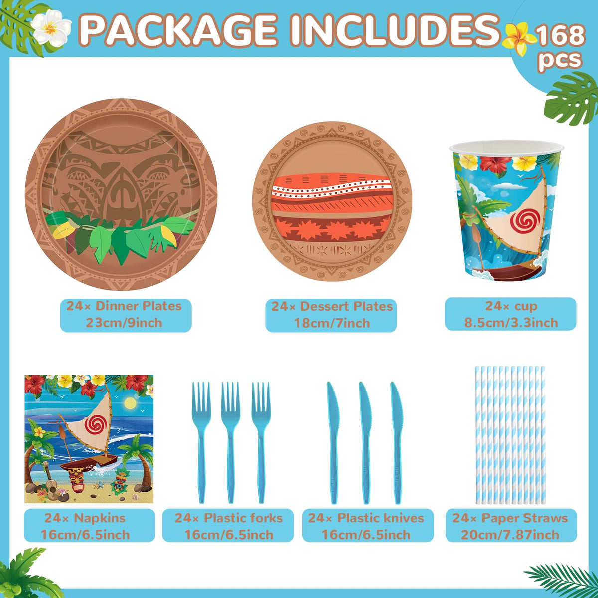 Huorege Ocean 7-inch dessert plates ideal for seaside party treats.