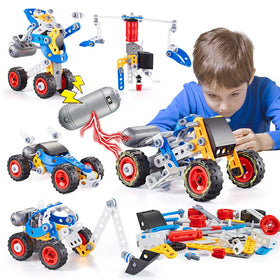 HUOZHI 5-in-1 Erector Set electric motor in action, boosting hands-on STEM exploration.