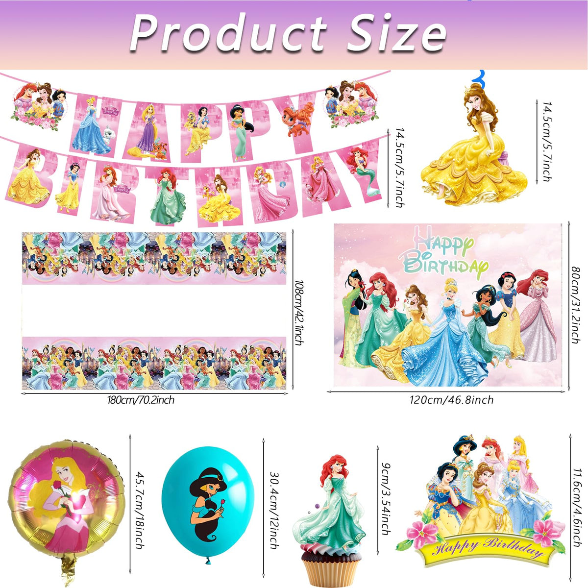 Hupalun Disney Princess backdrop creates an immersive party focal point for magic photos.
