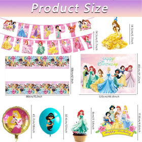 Hupalun Disney Princess backdrop creates an immersive party focal point for magic photos.