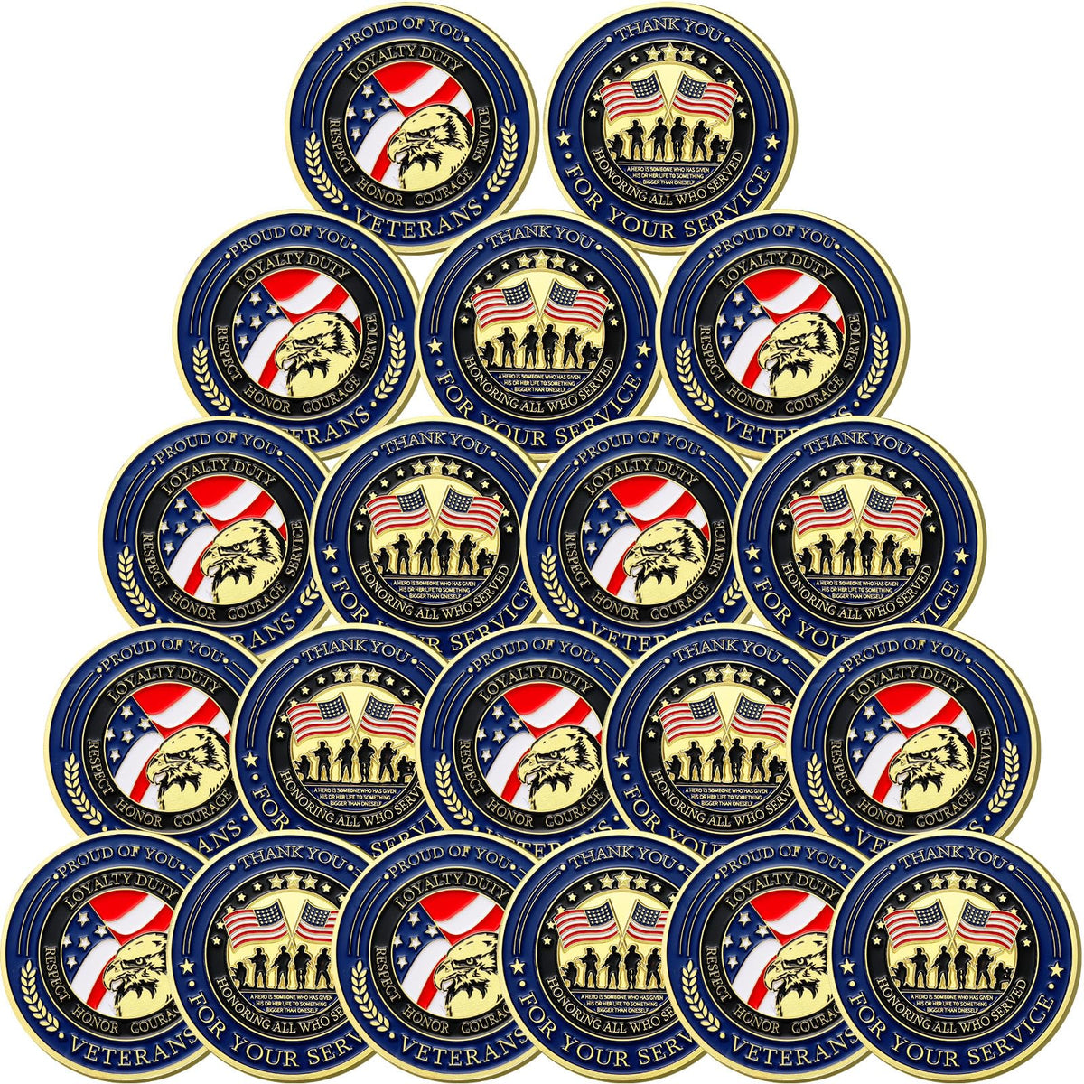 Huquary military coin front design with patriotic emblem, ideal for gifting.