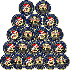 Huquary military coin front design with patriotic emblem, ideal for gifting.