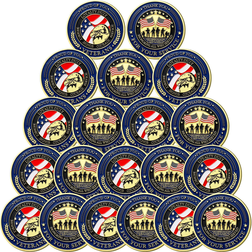 Huquary military coin front design with patriotic emblem, ideal for gifting.